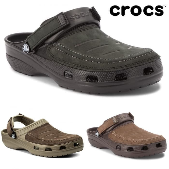 Best Seller / Sepatu Sandal Selop Casual Pria Kulit Swedian A EY482  | Crocs Yukon Vista - Hitam,