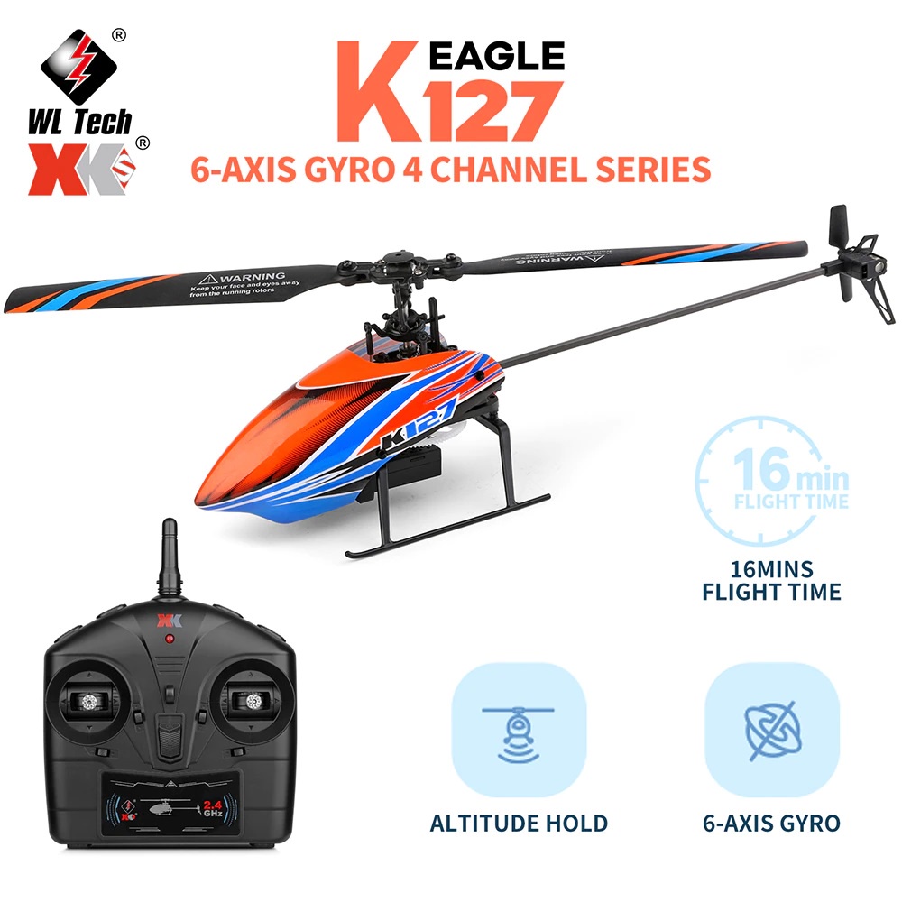 Promo RC Helicopter WL XK K127 Gyro 2.4G 4CH 6-Axis Helikopter