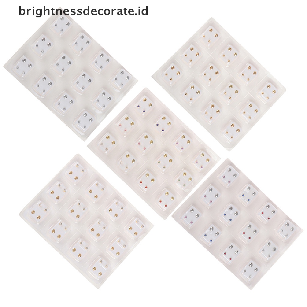 12 Pasang Anting Stud Medis Bahan Baja