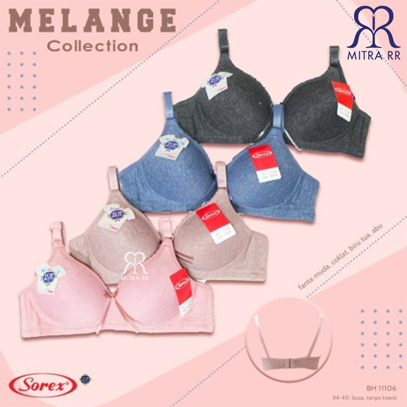 BH Sorex Melange Collections Bra Sorex 11106 Busa Sedang Tanpa Kawat Kait 2 setara Cup B Polos