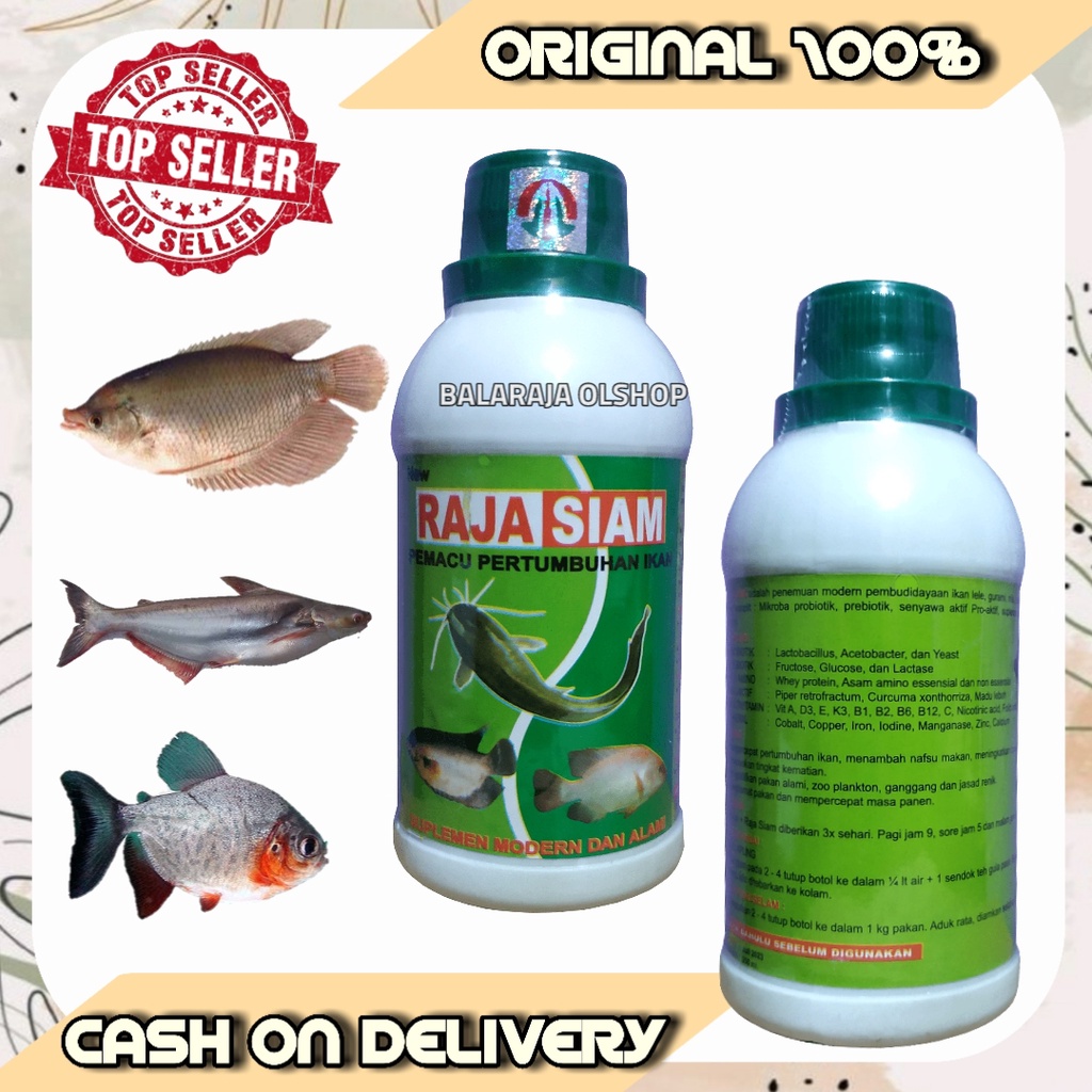 VITAMIN PEMACU PETUMBUHAN IKAN VITAMIN IKAN LELE GURAME NILA BAWAL PATIN CEPAT BESAR - RAJA SIAM 250ML