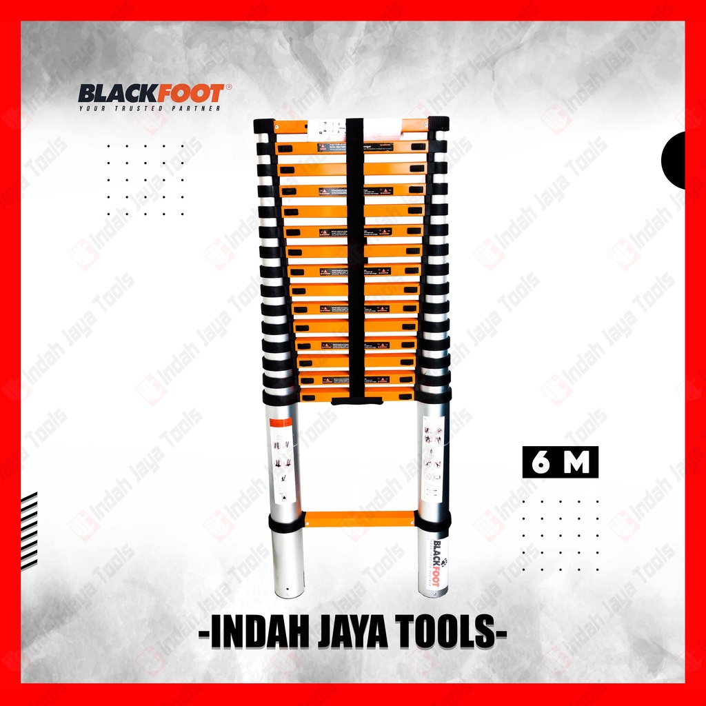 BLACKFOOT Tangga TELESKOPIK SINGLE 6 M Lipat Alumunium Meter Telescopic Ladder