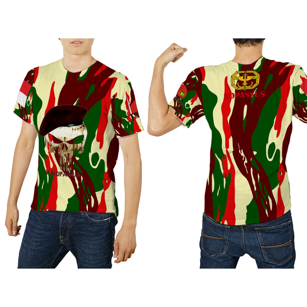Kaos Baju Tshirt Custom Kopassus Fullprint TNI AD
