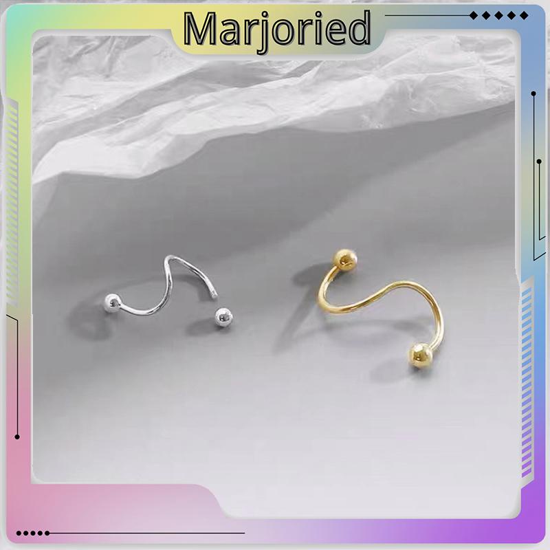 1 Pasang Anting-Anting Sederhana Baru Kepribadian Wanita Minoritas Double Spiral Ear Studs-MJD