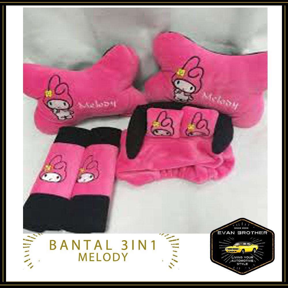 Bantal Mobil 3in1 Melody / Aksesoris Bantal Mobil Motif Melody