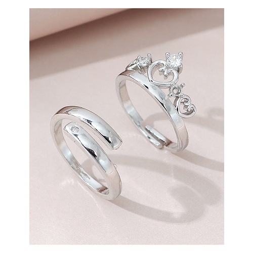 LRC Cincin Fashion Silver Color Love Ring Set Y65676