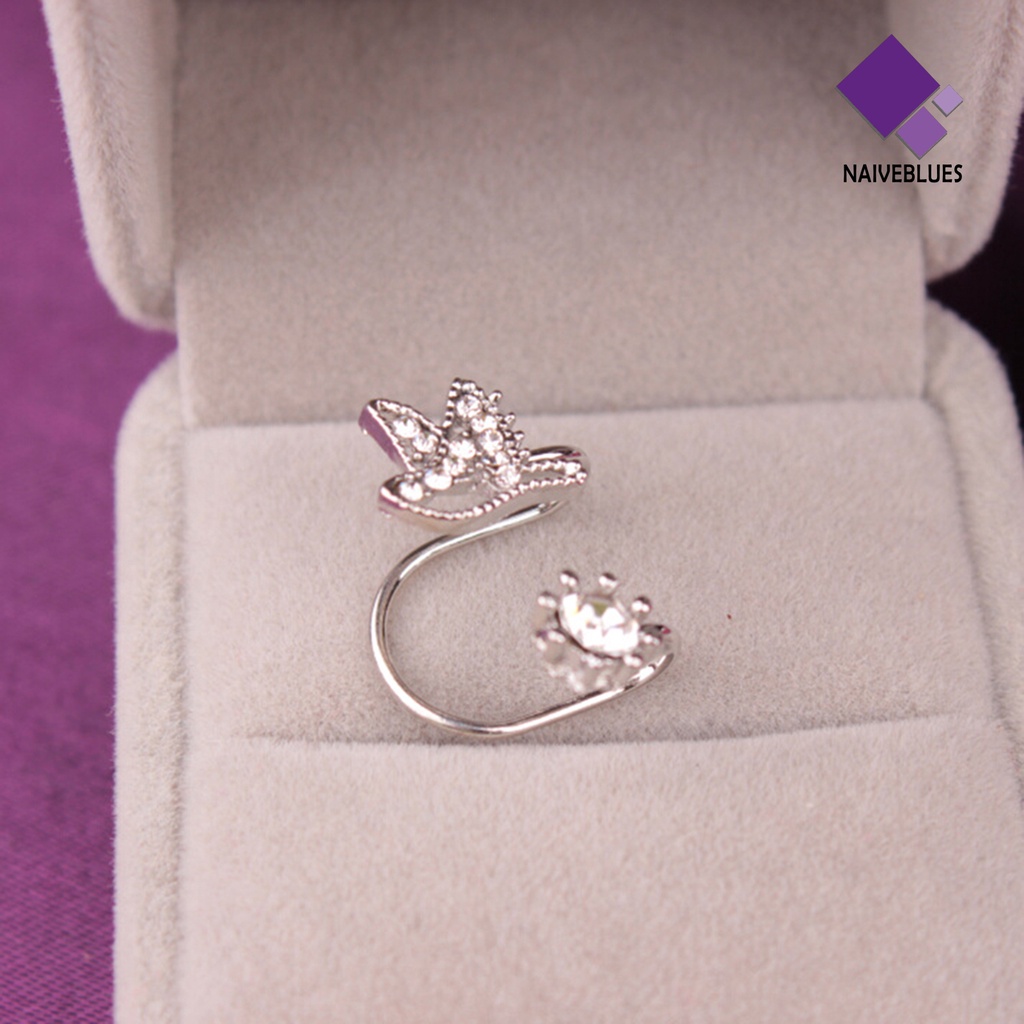 1pc Anting Klip Bentuk Brid Bahan Alloy Aksen Berlian Imitasi Untuk Wanita