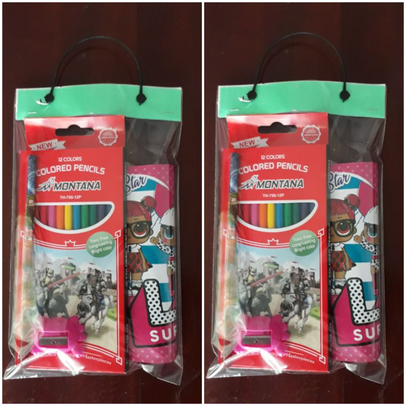 buku gambar mewarnai set dengan pensil warna panjang murah