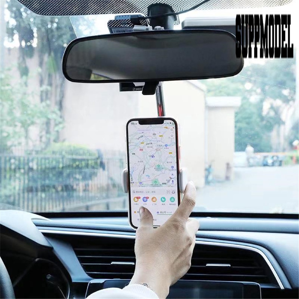 Stand Holder Handphone / Gps Rotasi 360 Derajat Untuk Kaca Spion Tengah Mobil