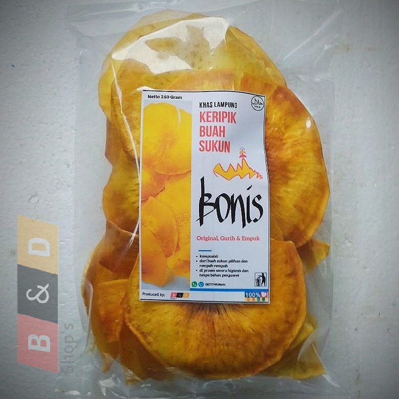 

BONIS. Keripik Sukun Garing Gurih Dan Renyah Netto 250 Gram.