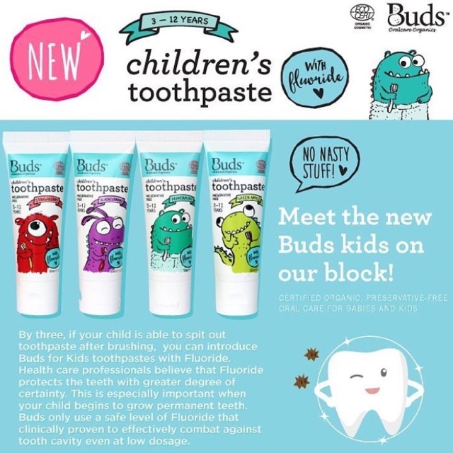 Buds for Kids Children Toothpaste 3-12y