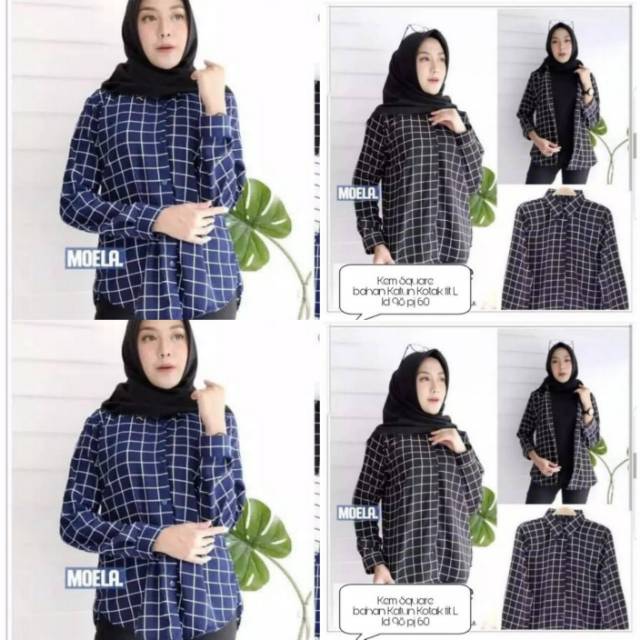 Kem Square D99 / Kemeja Kotak / Kemeja Wanita / Hem Square / Hem Kotak / Kemeja Kotak Moela