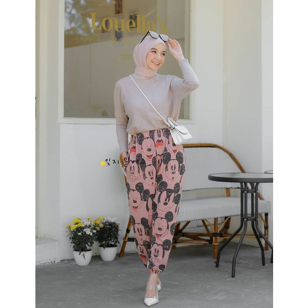 Mickey Jogger, CELANA Jogger WANITA CANTIK MODIS FIT XXL LP 66-110 BAHAN KAOS BABYTERRY IMPORT TERMURAH OOTD KEKINIAN TERLARIS