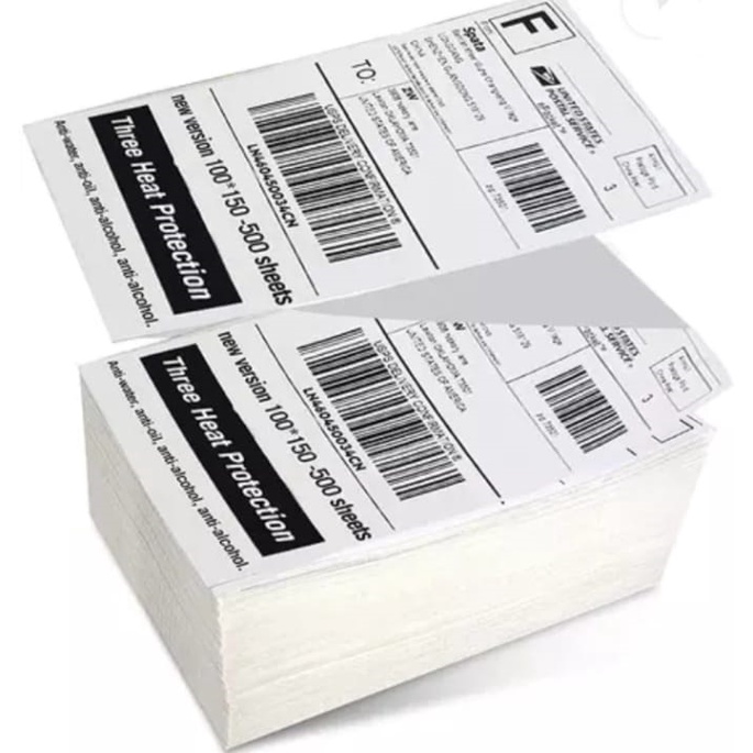 Kertas Thermal Label Barcode Lipat 100x150 mm isi 500 Pcs  - 1250 Pcs High Quality - Termurah