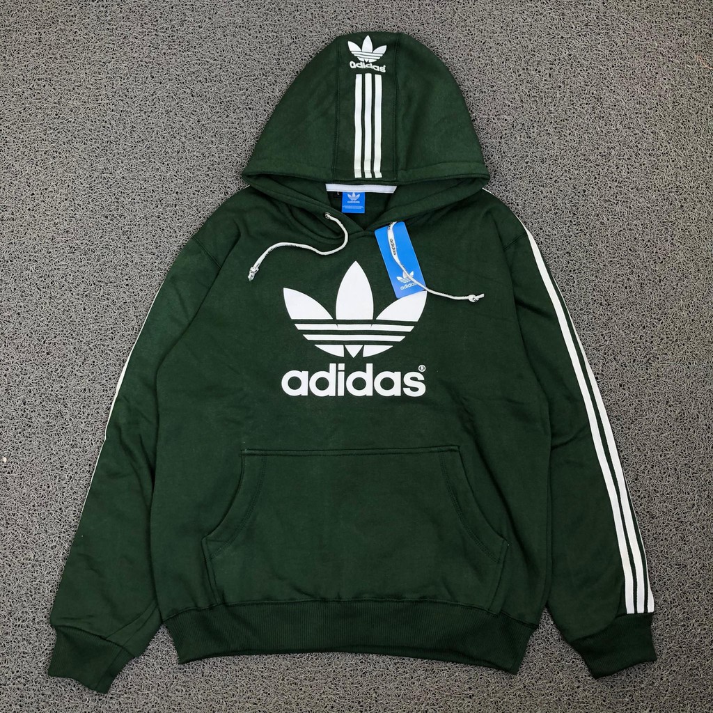 JAKET SWEATER HOODIE ADIDAS TREFOIL 3 STRIPES PINE GREEN GENUINE MURAH POPULER