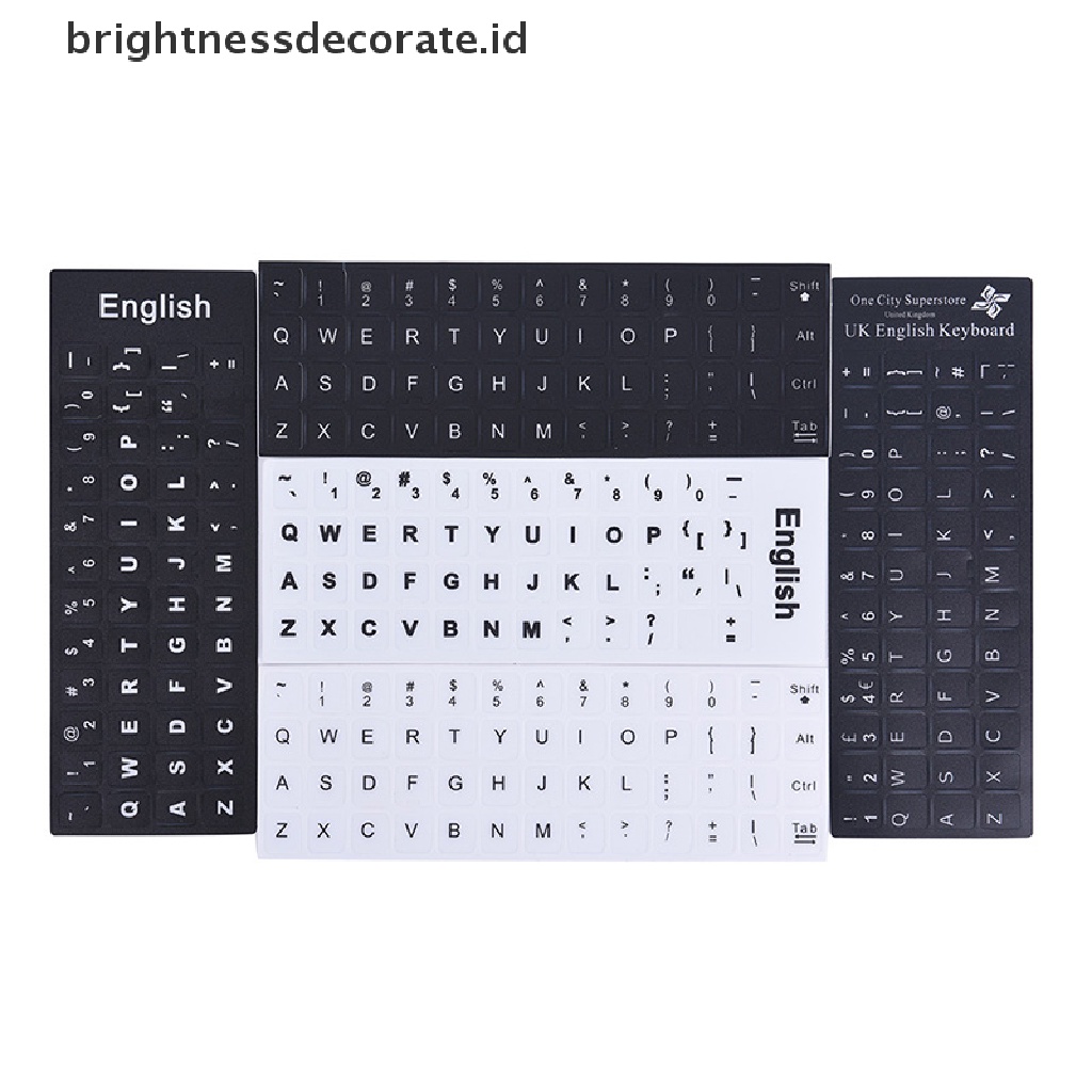 Stiker Keyboard Bahasa Inggris Warna Hitam Putih Untuk Pc Komputer