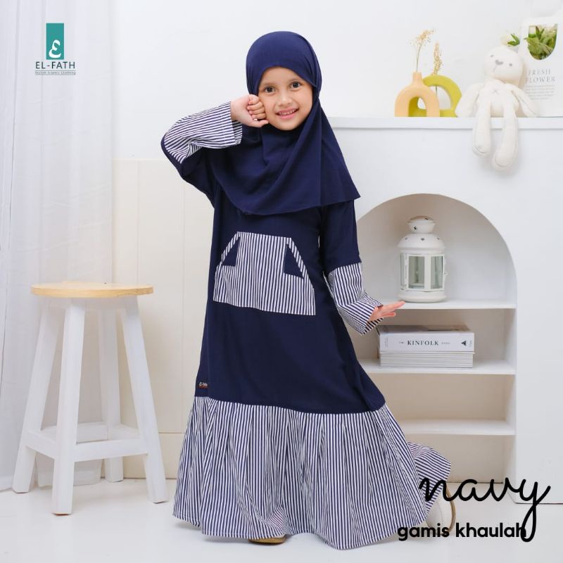 Set Gamis Khaulah by El Fath bahan rayon crinkle 2-10 tahun