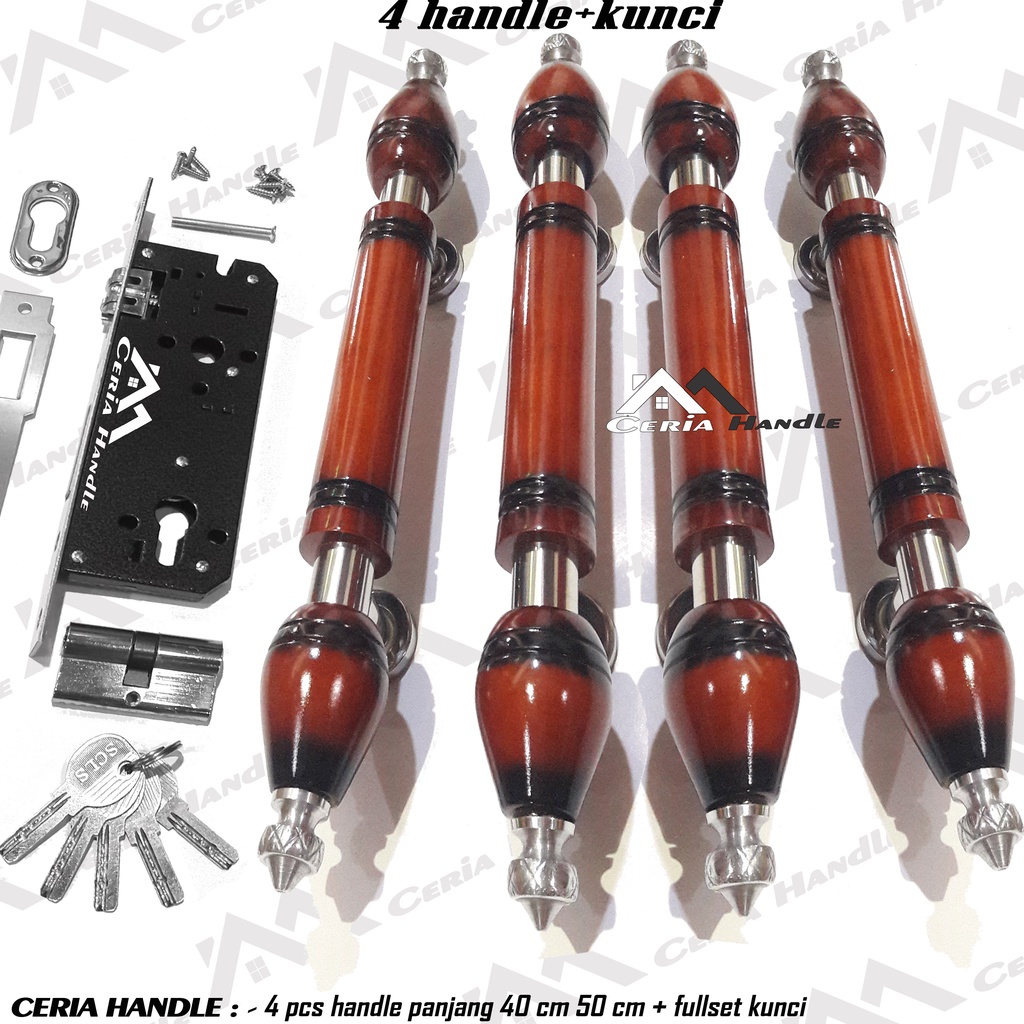 4 handle kunci set panjang 40 cm - body pelor body kunci pintu 2 dua daun - gagang pintu minimalis m