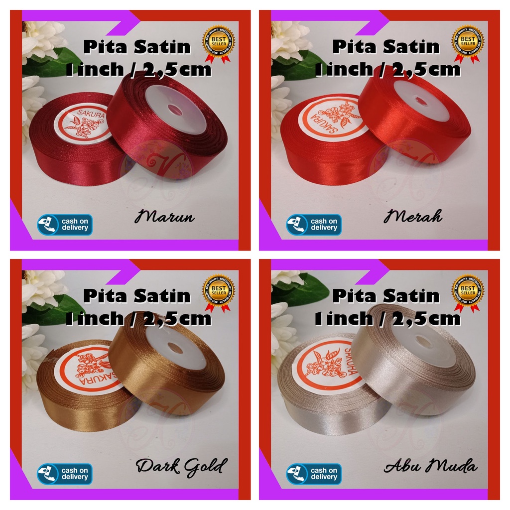 Pita Satin 1 Inch (2,5cm) Sakura harga per roll