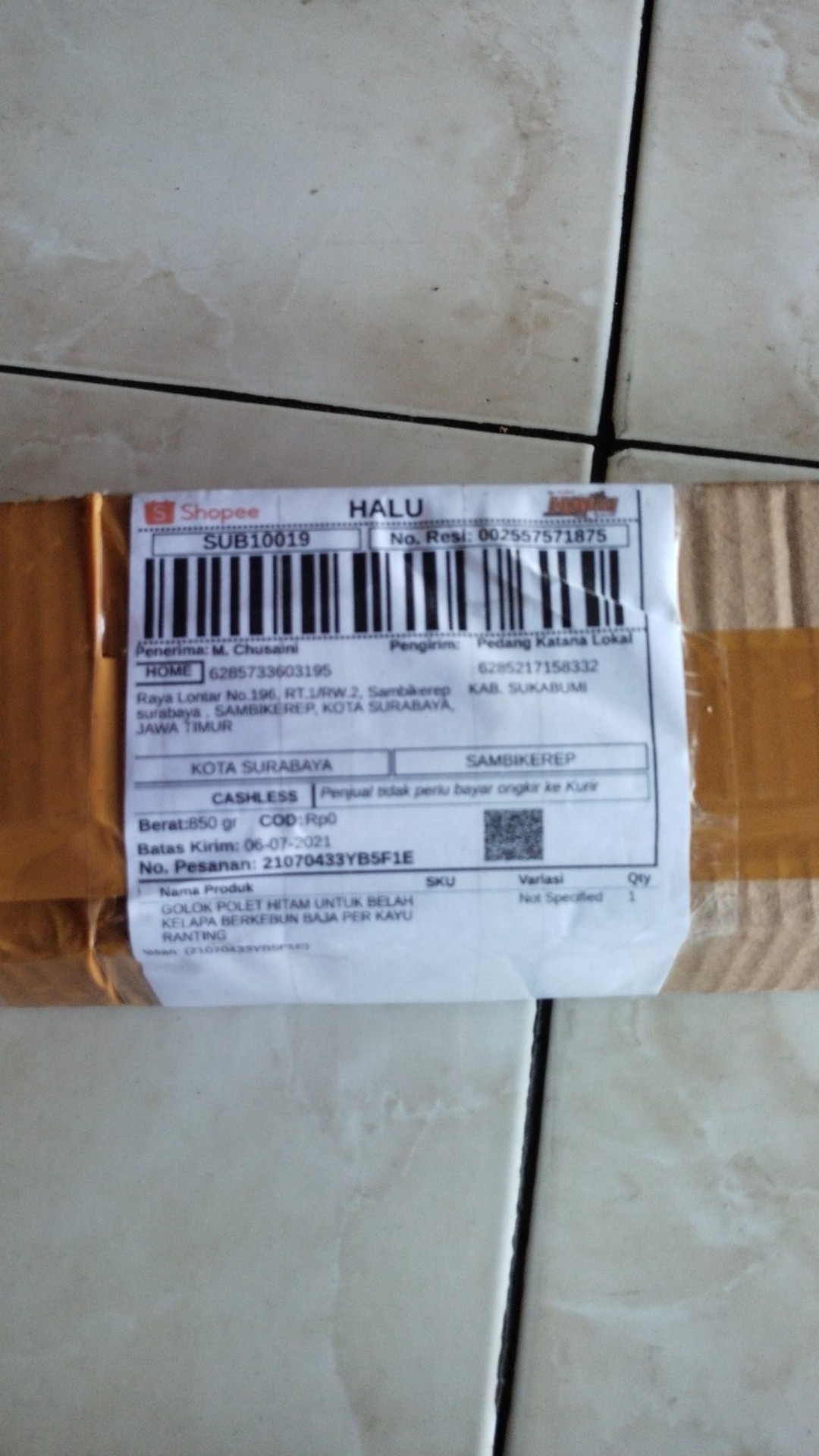 Golok Polet Hitam Untuk Belah Kelapa Berkebun Baja Per Kayu Ranting