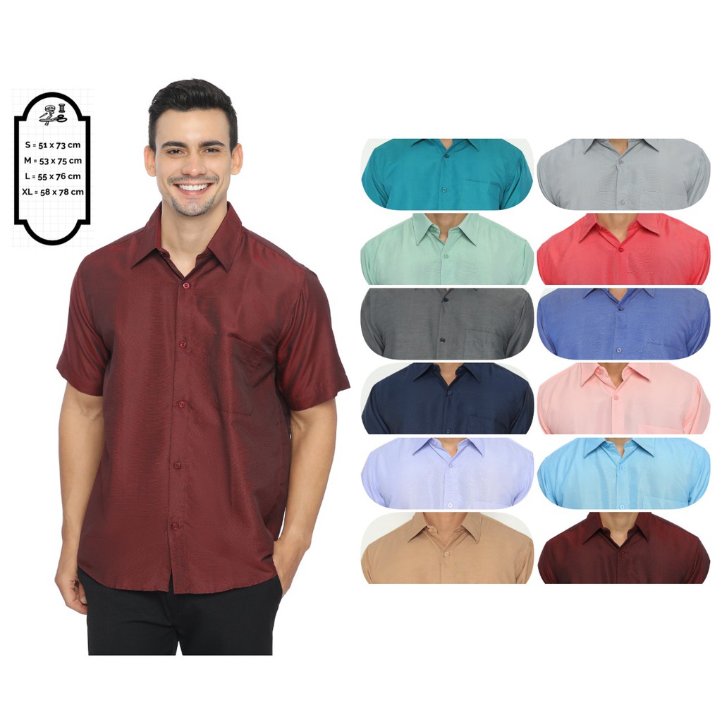 Kemeja Pria Lengan Pendek Reguler Hem Cowok WARNA