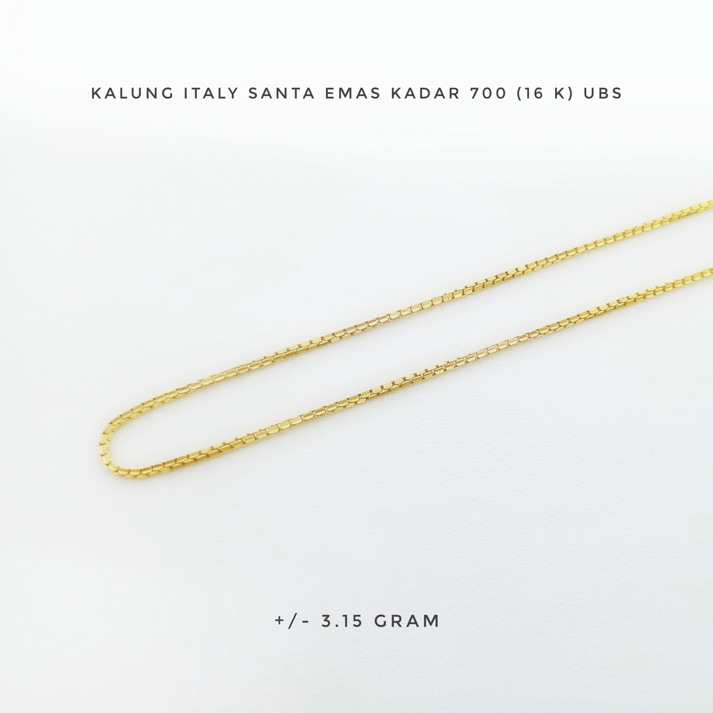 Kalung Alta / Italy Santa Emas Kadar 700 (16K) UBS Berat +/- 3.15 gram
