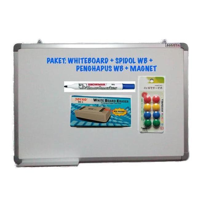 

Paket Whiteboard Magnetic 60X90 + Spidol Wb + Penghapus Wb + Magnet List Best Seller