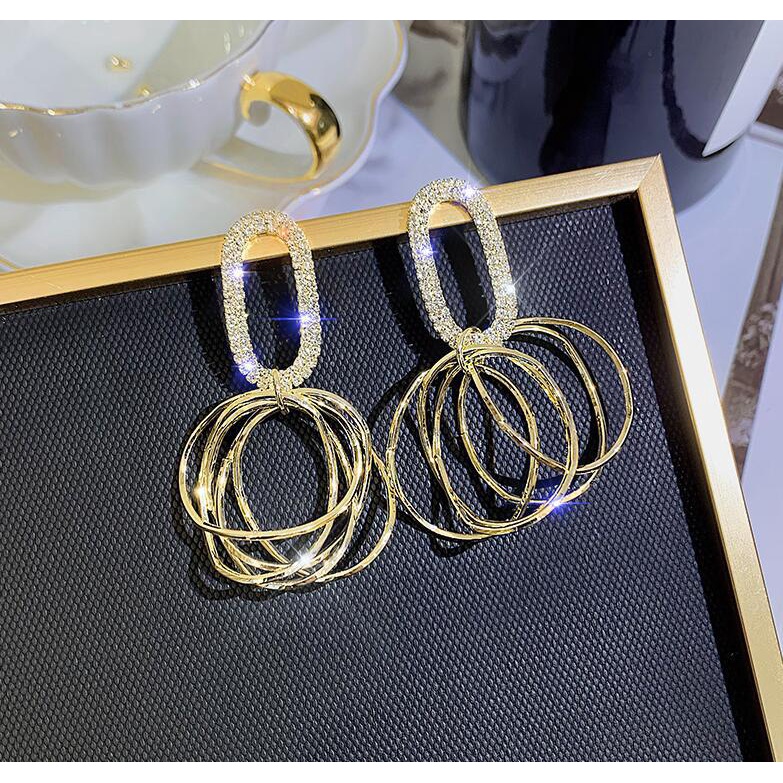 925 jarum perak logam oval hoop anting-anting wanita fashion sense Bahasa Perancis gaya temperamen a