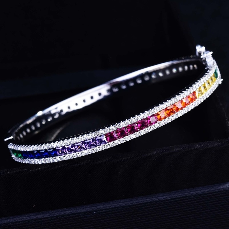 Light Luxury Color Double-Sided Inlaid High Carbon Diamond Zircon Buckle Bracelet