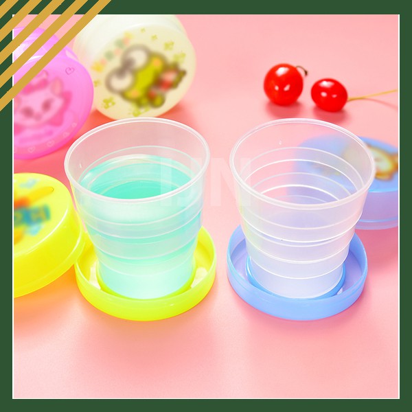 Gelas Plastik Karakter Lucu | Gelas Plastik Jus Portable Lipat  Travel Telescopic | Cup Plastik