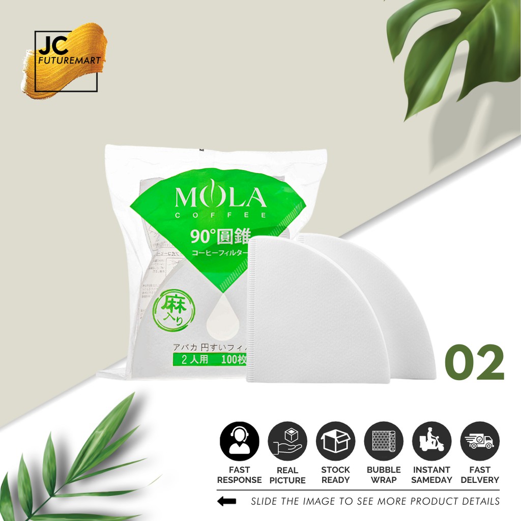 MOLA paper filter V60-02W ABACA / kertas filter kopi 100 Pcs White