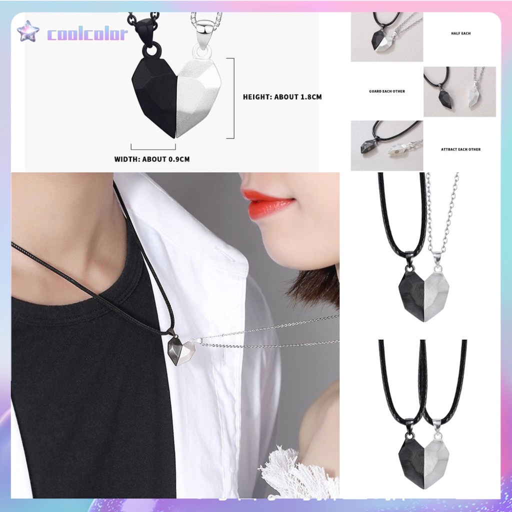 [Ready stock]2 Pcs kalung couple pasangan magnet best friend love stone liontin simple fashion murah COD