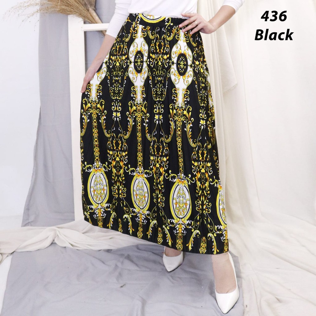 ROK PLISKET PRINTING 436 LUVALINE ROK PLISKET PANJANG PLEATED SKIRT FLARE SKIRT MAYUNG FLOWY REMPEL