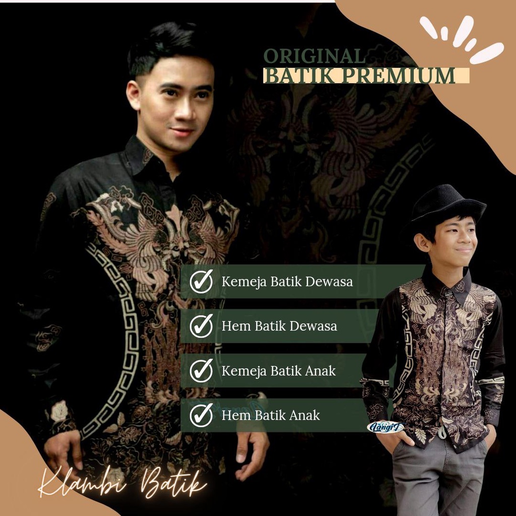 Kemeja Batik Pria Lengan Panjang Motif Terbaru // Couple Batik Ayah Dan Anak Laki-alki Usia 2-13 Tahun