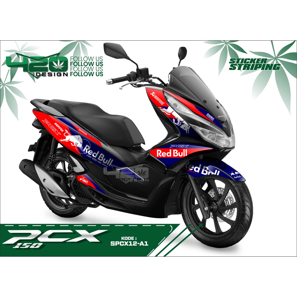 Variasi Sticker HONDA PCX 150 Motif Red Bull/Aksesoris Body Motor PCX-150
