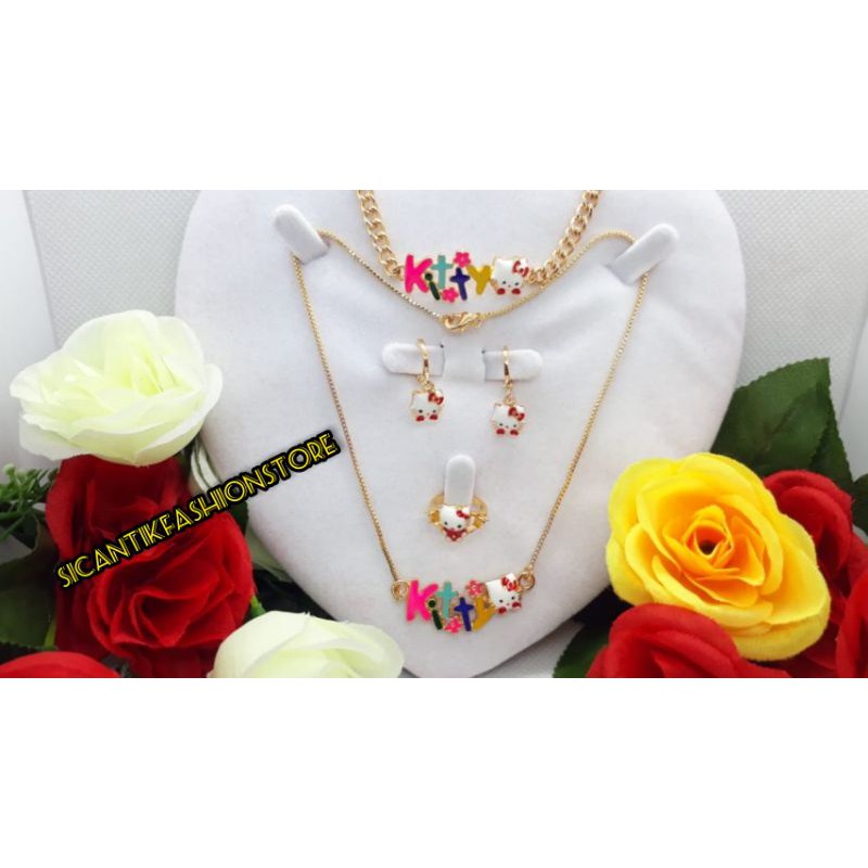 (PROMO) KALUNG TITANIUM ANAK-ANAK SATU PAKET /ANTING/GELANG/KALUNG/CINCIN/ANTI KARAT