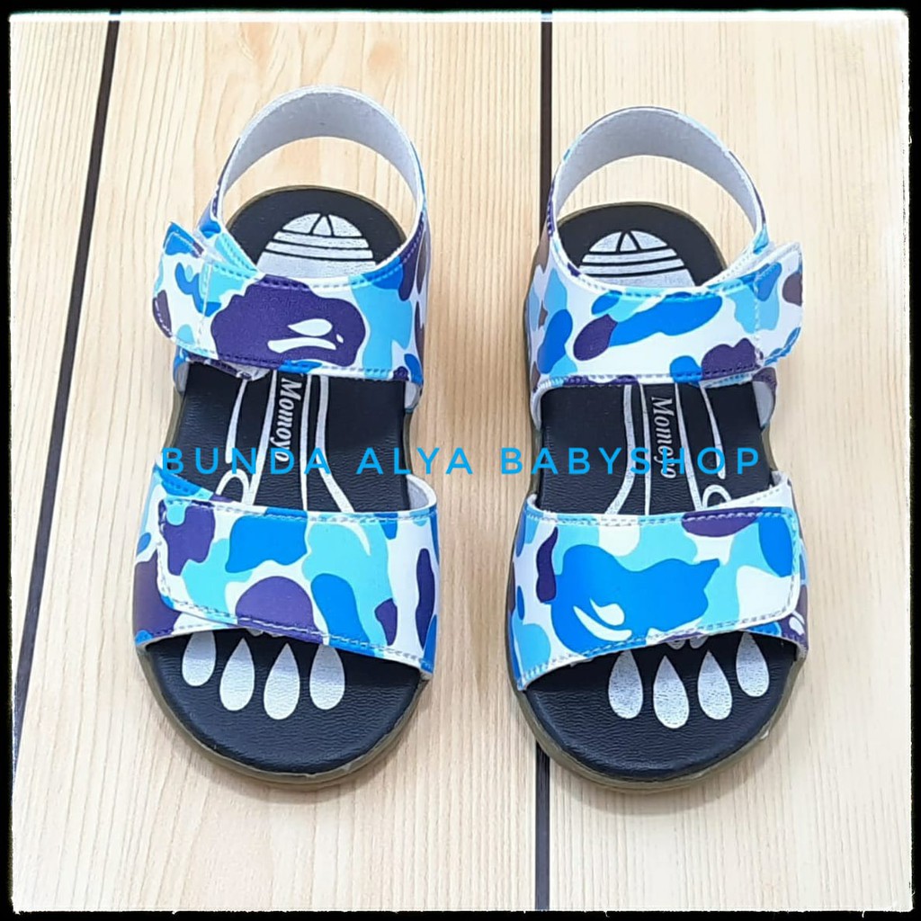 Sandal Anak Laki Karet Usia 6 Bulan 1 2 Tahun  Size 22 - 24 Army BIRU - Sendal Anak Cowok Anti Licin Alas Karet
