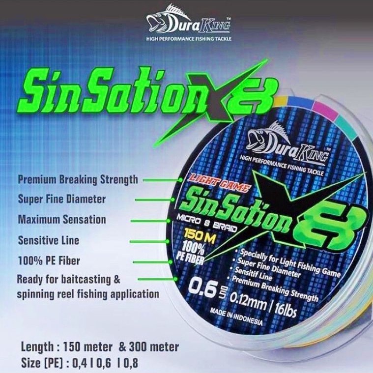 SENAR PE SINSATION DURAKING 0,6 0,8 X8 150M/300M