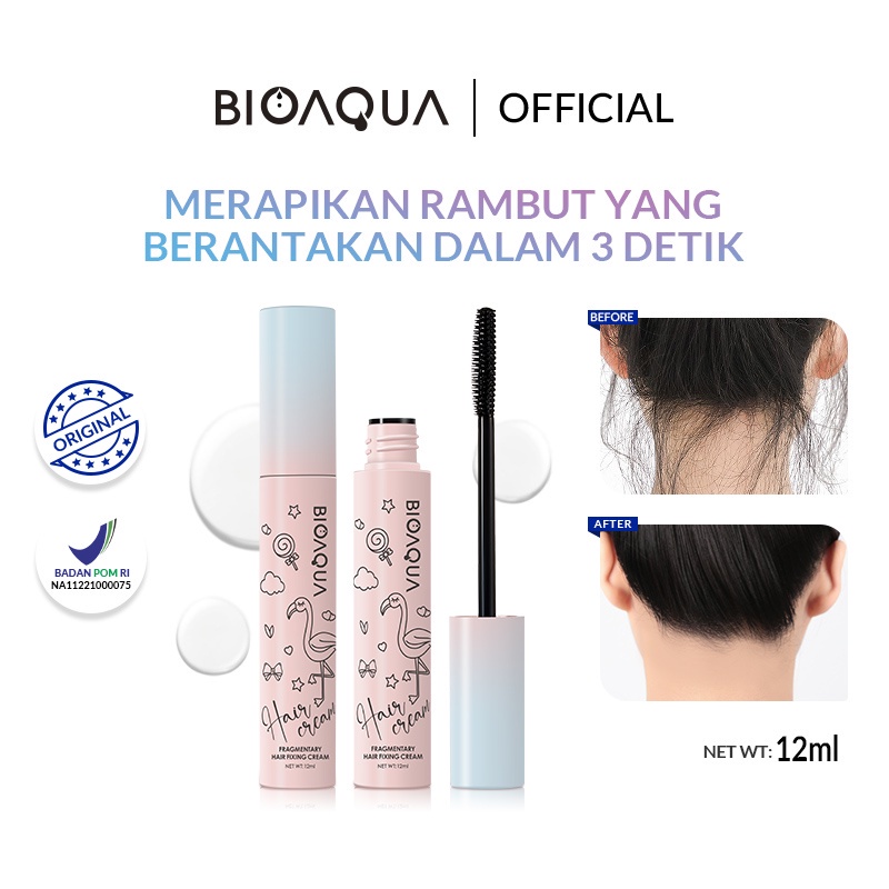 ✨ AKU MURAH ✨BIOAQUA Fragmentary Hair Fixing Cream 12ml Praktis Dibawa Kepala Sikat 360° Arranges Broken Hair dan Smoothes Frizz Hair