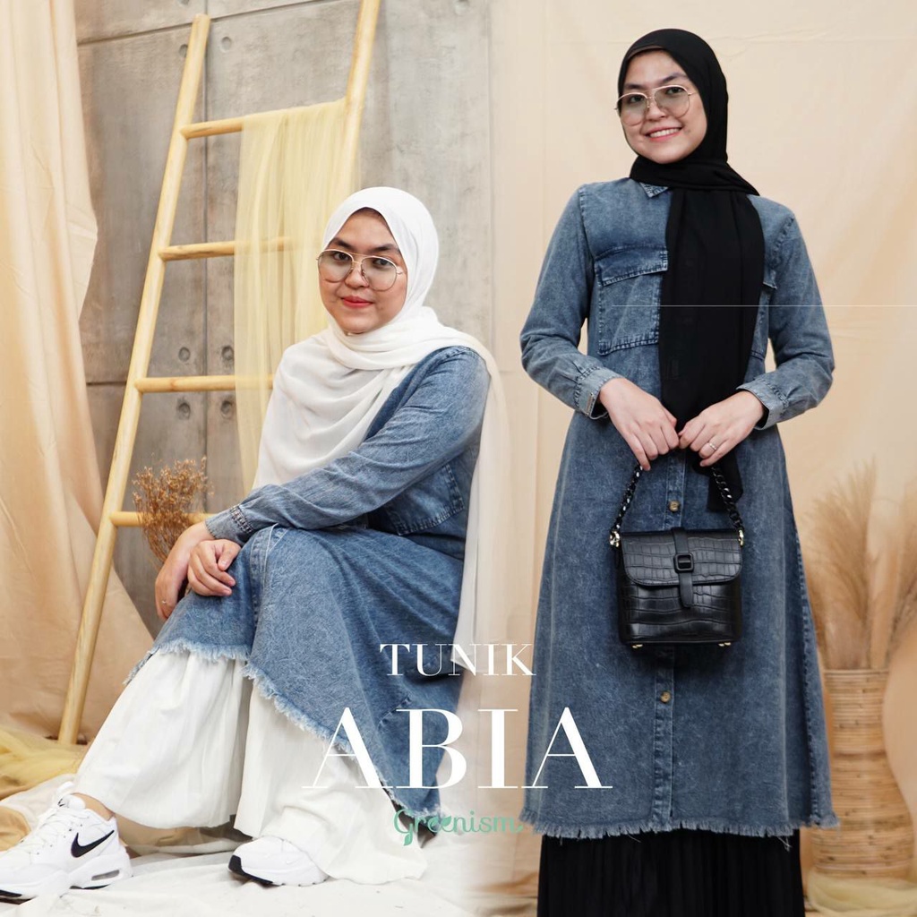 ABIA TUNIK JEANS BY GREENISM | Tunik Jeans Greenism Terbaru (September 2021) | ATASAN WANITA