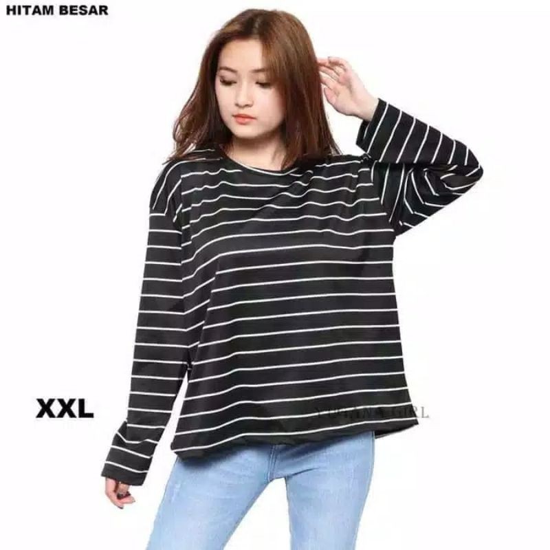 vinzshop. kaos lengan panjang jumbo kaos salur - kaos big size salur garis - kaos basic lengan panja