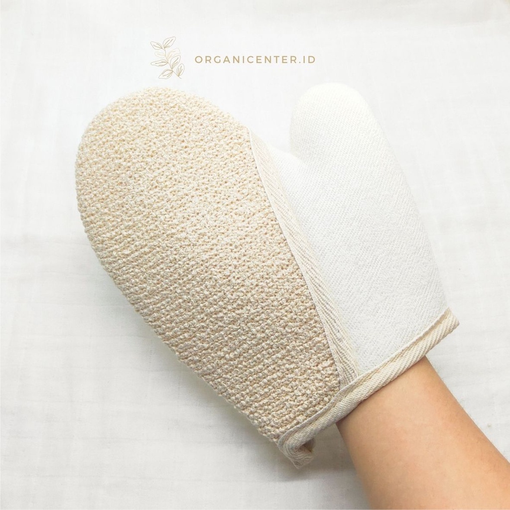 Bath Glove Rami Natural Exfoliating Sarung Tangan Mandi Scrub Cotton Bath Mitt Gentle Exfoliasi Body Scrubber Waslap