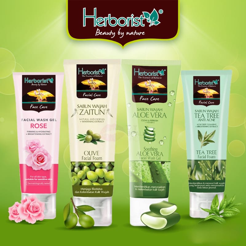 Herborist Facial Wash 80gr | Herborist Sabun Wajah 80gr | TEA TREE | ZAITUN | ALOE VERA | Herborist