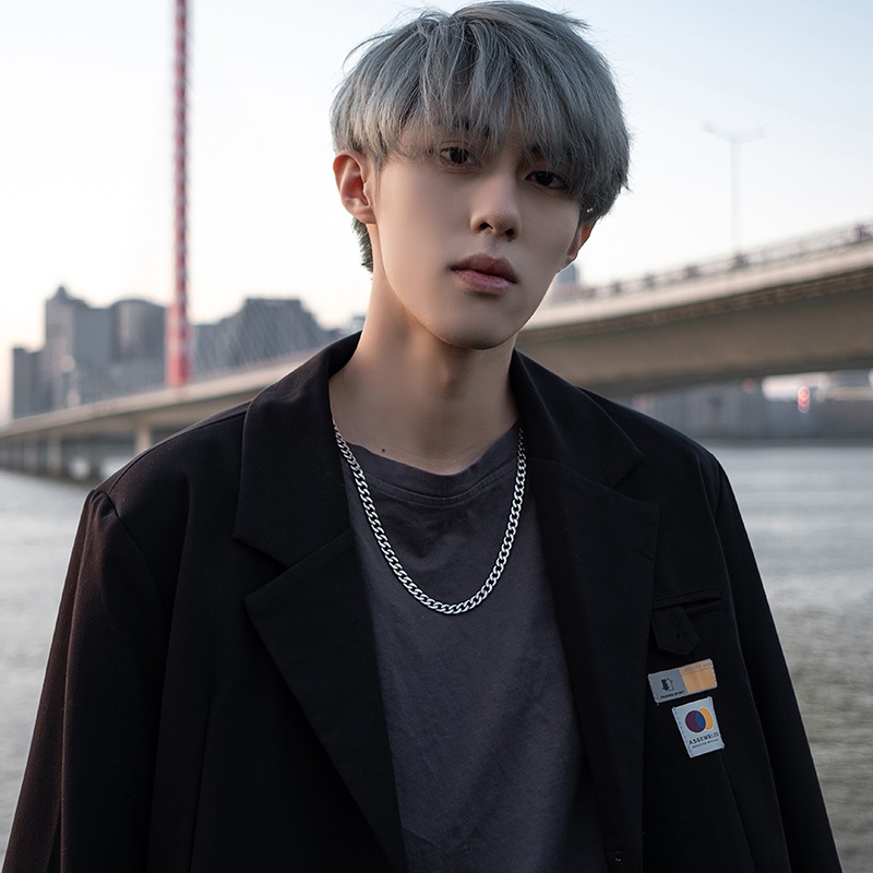 Kalung pria titanium termurah model punk ukuran 50cm gaya Hip Hop unisex