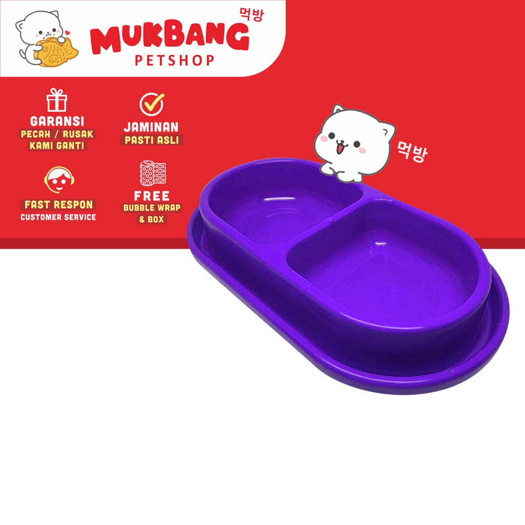 Tempat Makan Kucing dan Anjing Double Bowl 2 Space Anti Semut Mangkuk Makan Kucing Tempat Makan Hewan Oval Anti Slip Piring Makan dan Minum Kucing dan Anjing Anti Licin Mangkok Makanan Kucing Mangkok Pakan Kucing Wadah Makanan Kucing