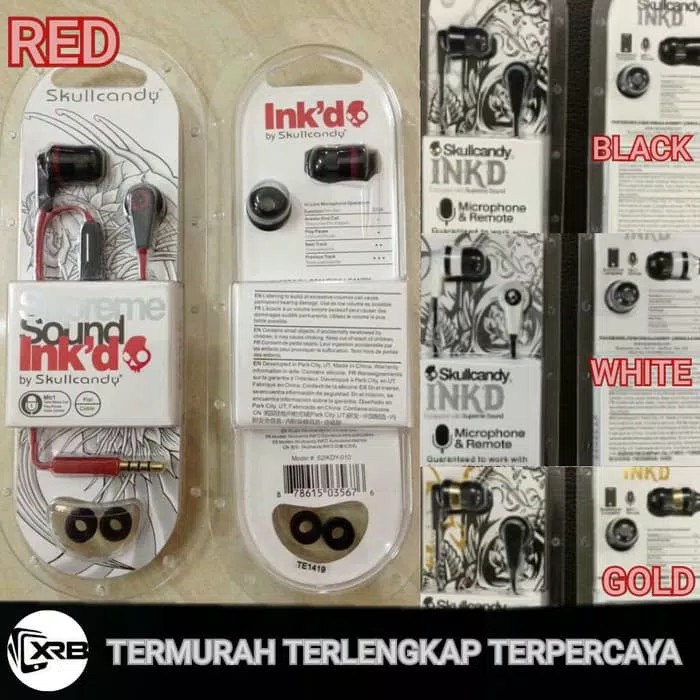 Headset ORIGINAL SKULLCANDY Supreme Sound Ink'd Earphone Handsfree Best Seller Murah