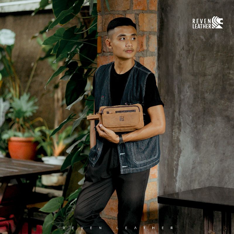 REVEN LEATHER - Tas Tangan Clutch Pouch Handbag Pria Wanita Reven Nakula Pouch Kulit Sapi Asli Premium