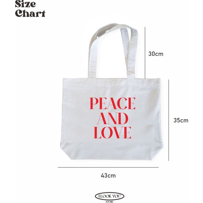 TOTEBAG Peace Love CASUAL Tote Bag Aesthetic Kekinian Tote bag Landscape Muat Laptop