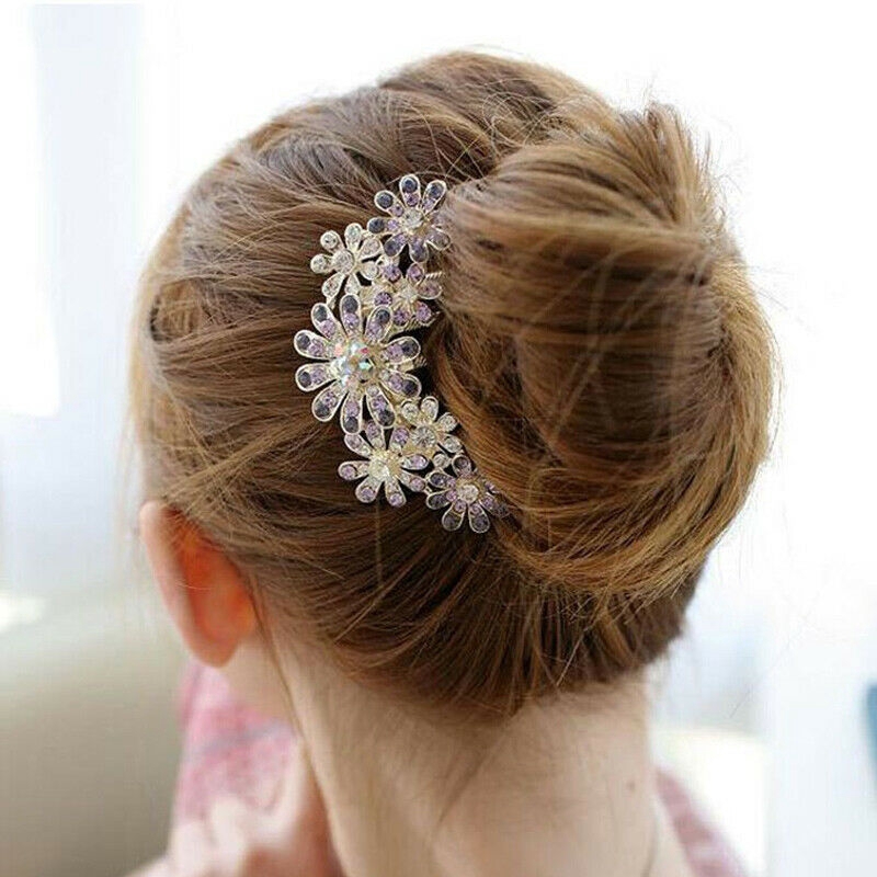 Fashion Kristal Berlian Imitasi Bunga Sisir Rambut Perjamuan Rambut Klip Jepit Pengantin Pernikahan Hiasan Kepala Wanita Aksesoris Rambut Disc Hiasan Kepala