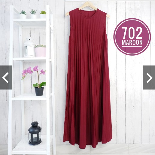 BD 702 - GAMIS PLISKET XL HYGET TANGAN BUNTUNG KUNTUNG MURAH POLOS MUSLIMAH MAXY DRESS PANJANG